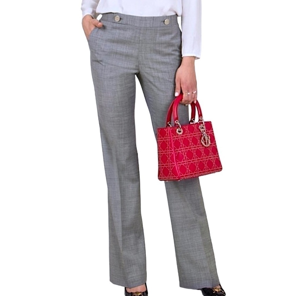 TORY BURCH Corinna Heather Gray Straight Leg Wool Blend Dress Pants Size 4 Gray